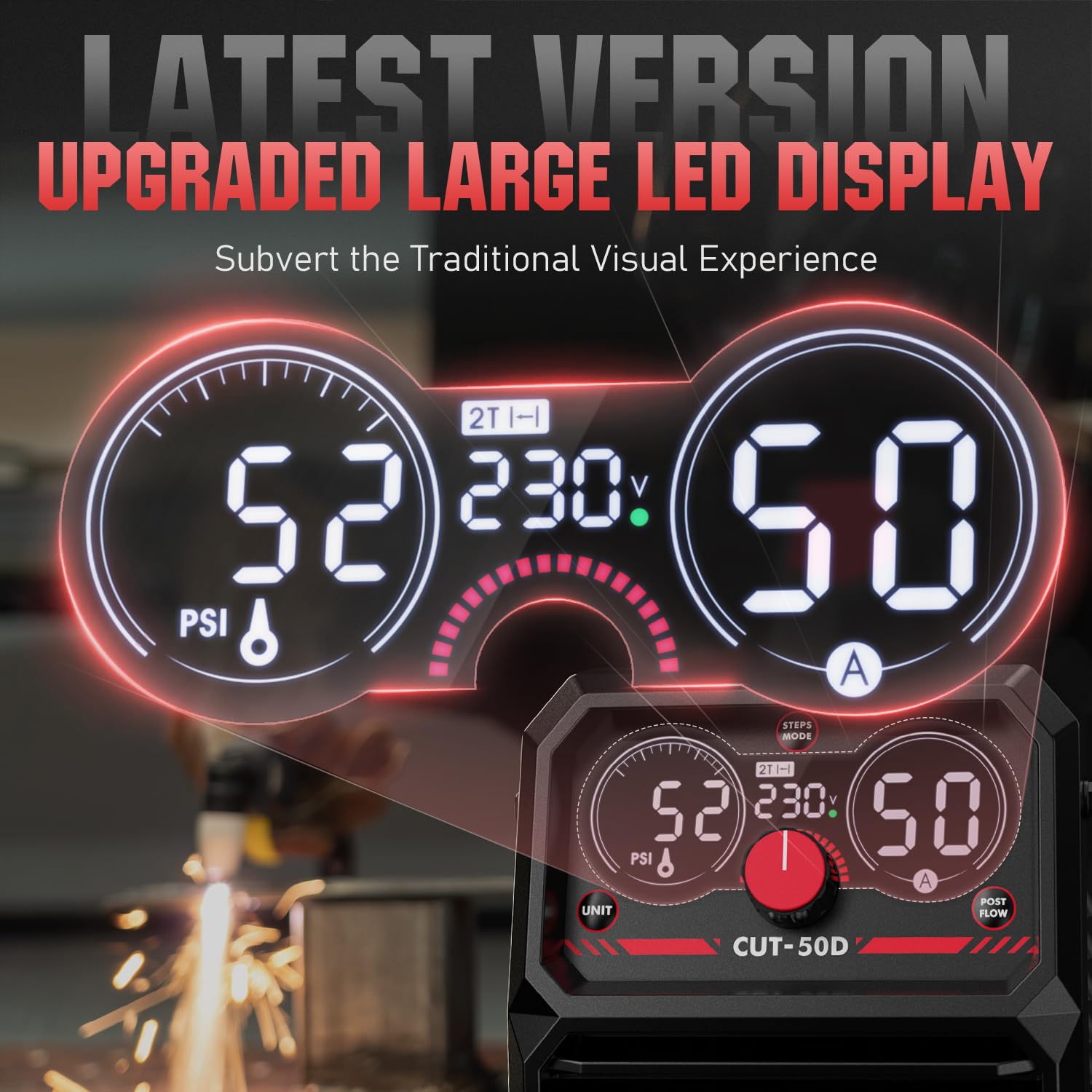 YESWELDER 50Amp Taglierina al Plasma HF, Non Arco Pilota, Grande Display Digitale a LED, Spessore Massimo di Taglio 20mm, 230V Macchina da Taglio al Plasma