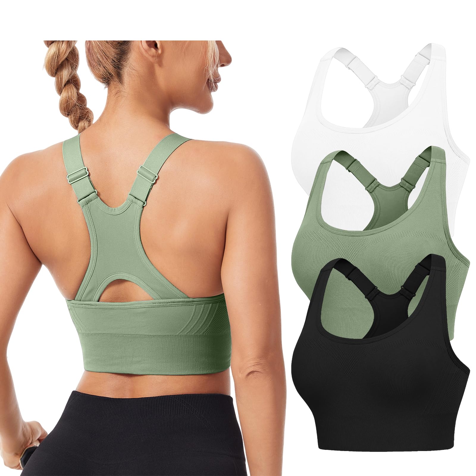 HANERDUN Reggiseno Sportivo Donna Fitness Yoga Reggiseno Donna Regolabile Ampio Cinturino Reggiseno Senza Ferretto Reggiseni Rimovibile Imbottiture