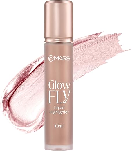 MARS Glow Fly Liquid Highlighter (10 ml) (01-WINGED ROSE) | Enriched With Sunflower Seed Oil | Radiant Glow | No Chunky Pa...