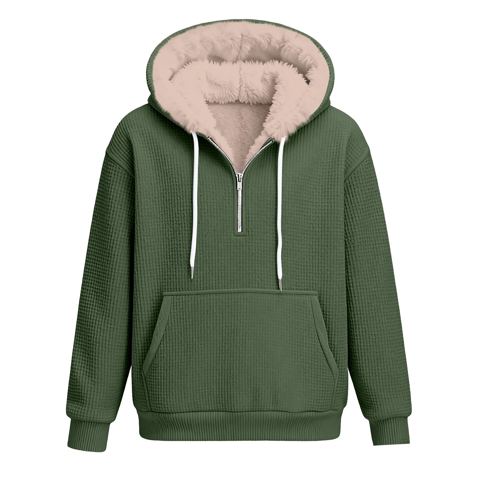 Sweats à fermeture éclair quart de tour doublés en polaire pour homme en