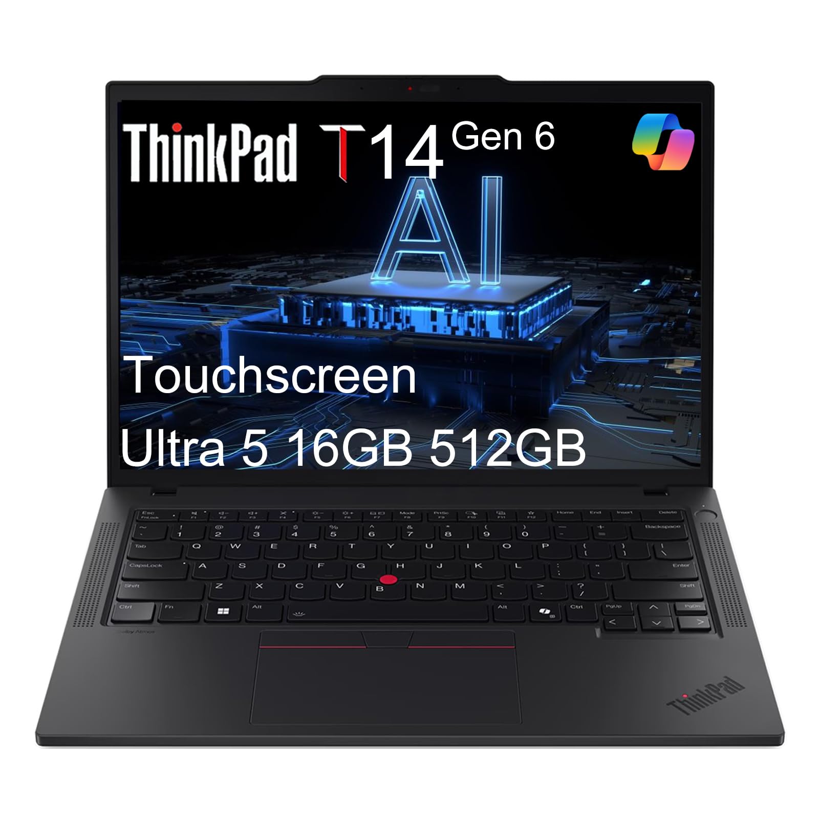 Lenovo ThinkPad T14 G6 Business AI PC Laptop, 14" FHD+ Touchscreen, Intel 12-Core Ultra 5 225U (> Ultra7 155U), 16GB DDR5, 512GB SSD, Thunderbolt 4, Backlit, Fingerprint, IR Webcam, Windows 11 Pro