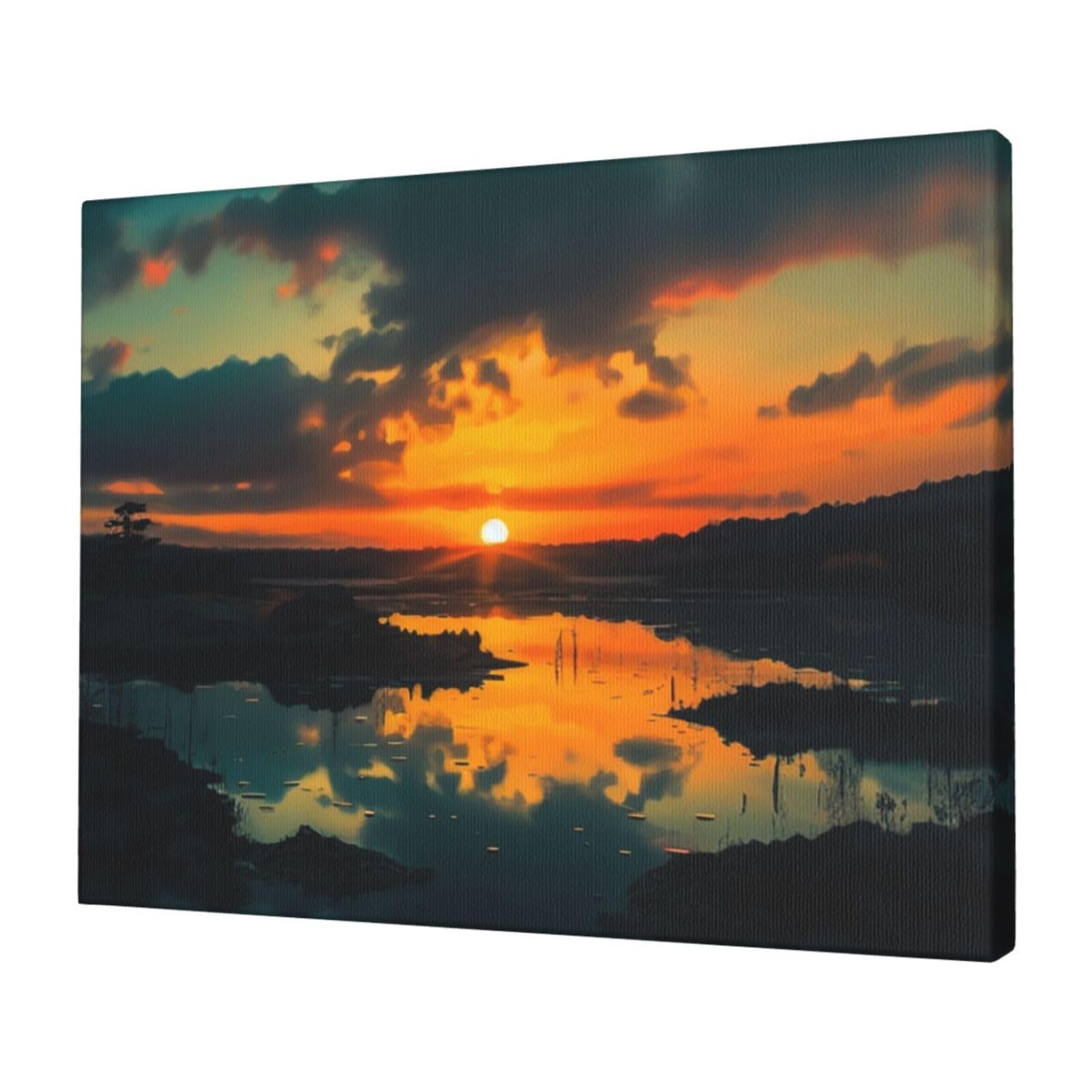 FodPand Canvas Wall Art for Living Room Wall Decor 12"x16" Modern Artwork Painting Pictures Hanging Canvas Prints Sunset Dawn Aesthetic Wall Art for Bedroom Bathroom Office Wallart Decor