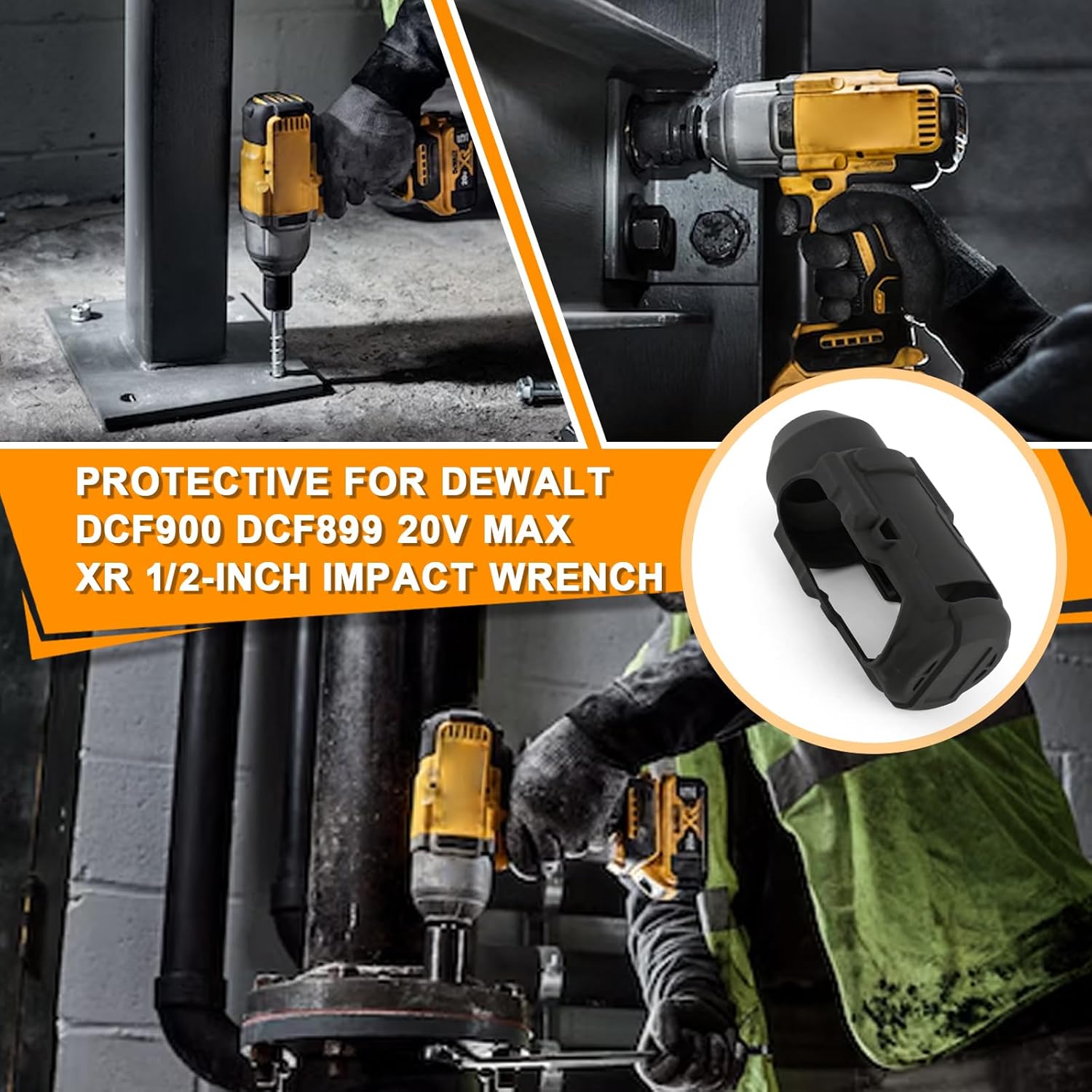 N918391 Protective Boot for 20V Max Cordless 1/2 In Impact Wrench DCF900 DCF899 Protective Boot Compatible with DEWALT DCF899 DCF900 DCF900NT Boot