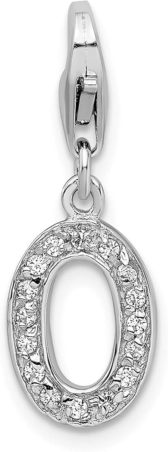 925 Sterling Silver Amore La Vita Polished CZ Small Size Letter O Initial Bracelet Charm Lobster Clasp