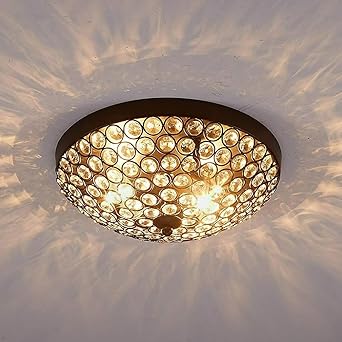 INTERIOR HANDICRAFT 2-Lights Dome Shape Metal Glass Crystal Chandelier Jhoomar Ceiling Light for Living Room (18 Watt, Black)