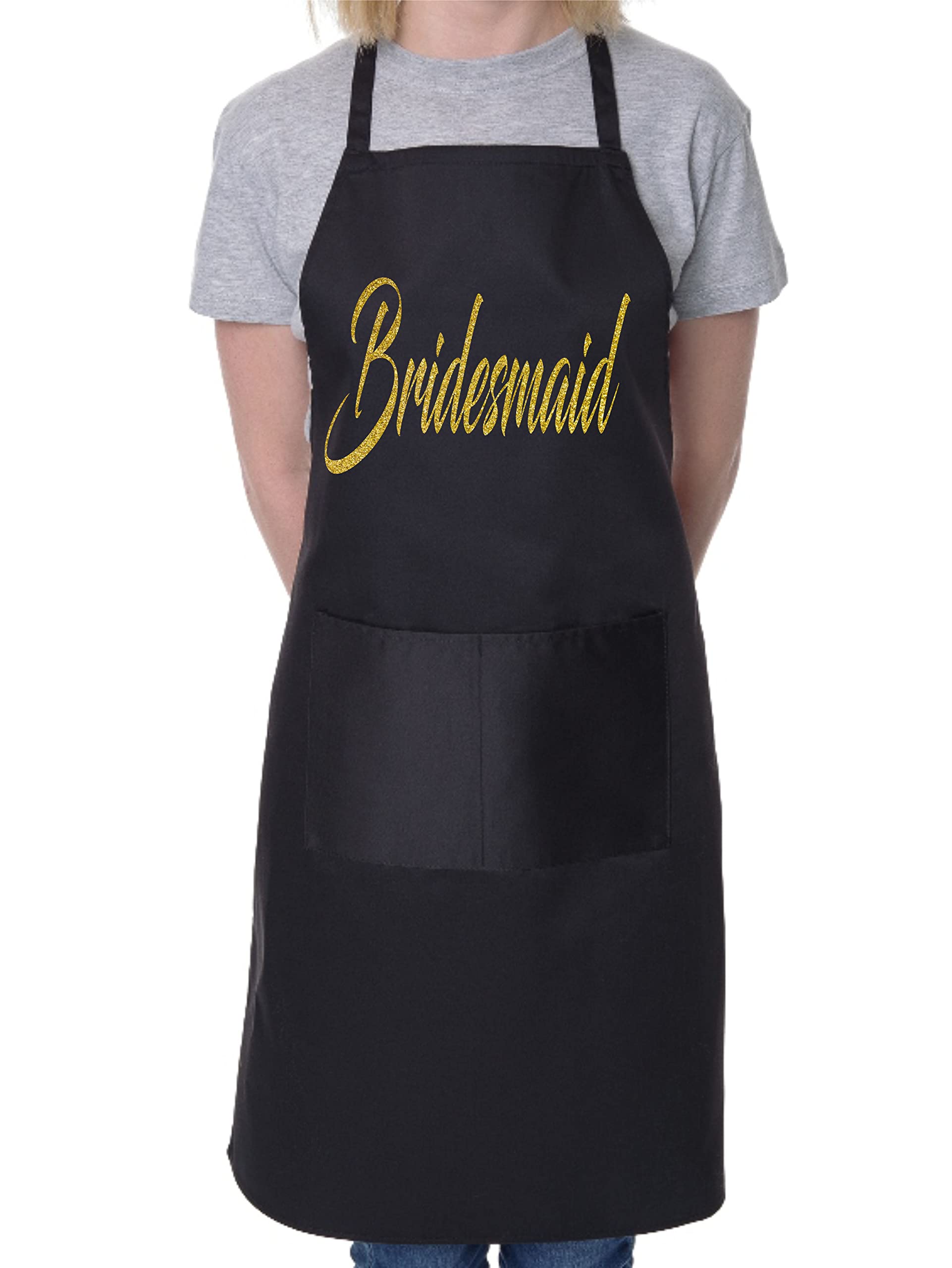 Print4U Bridesmaid Novelty Apron Wedding Favour Hen Party Black