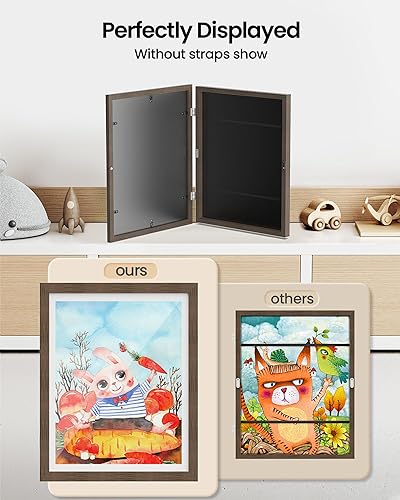 Miniatura 3 de BAIJIALI Marcos de arte marrón para obras de arte infantiles, apertura frontal con capacidad para 150 dibujos, manualidades 3D, 2 paquetes de 8.5 x
