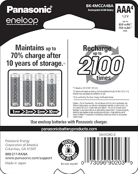 eneloop Panasonic K-KJ55M3A4BA Advanced Individual Battery 3 Hour Quick Charger & BK-4MCCA4BA AAA 2100 Cycle Ni-MH Pre-Charged Rechargeable Batteries, 4-Battery Pack