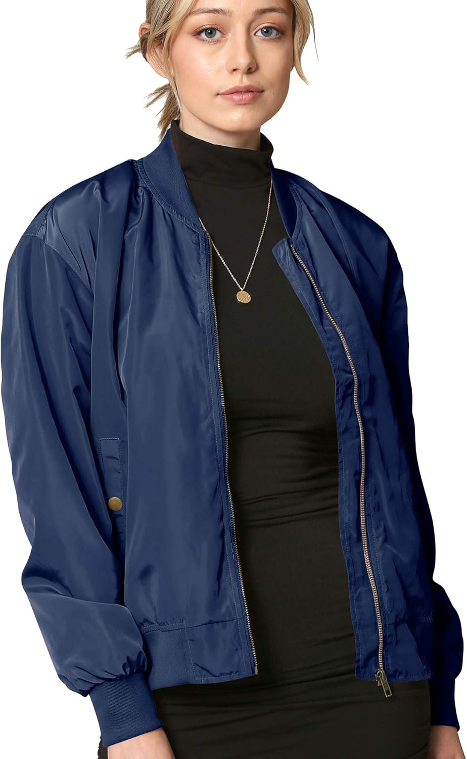 Lock and Love Women's Classic Lightweight Jacket Multi Pocket Windbreaker Bomber Jacket : Clothing, Shoes & Jewelry