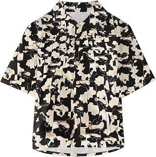 AIchenYW Western Toddler Baby Boy Clothes Cow Print Shirts Short Sleeve Button Down Lapel Neck Tops Summer T Shirt Boy Small Shirts