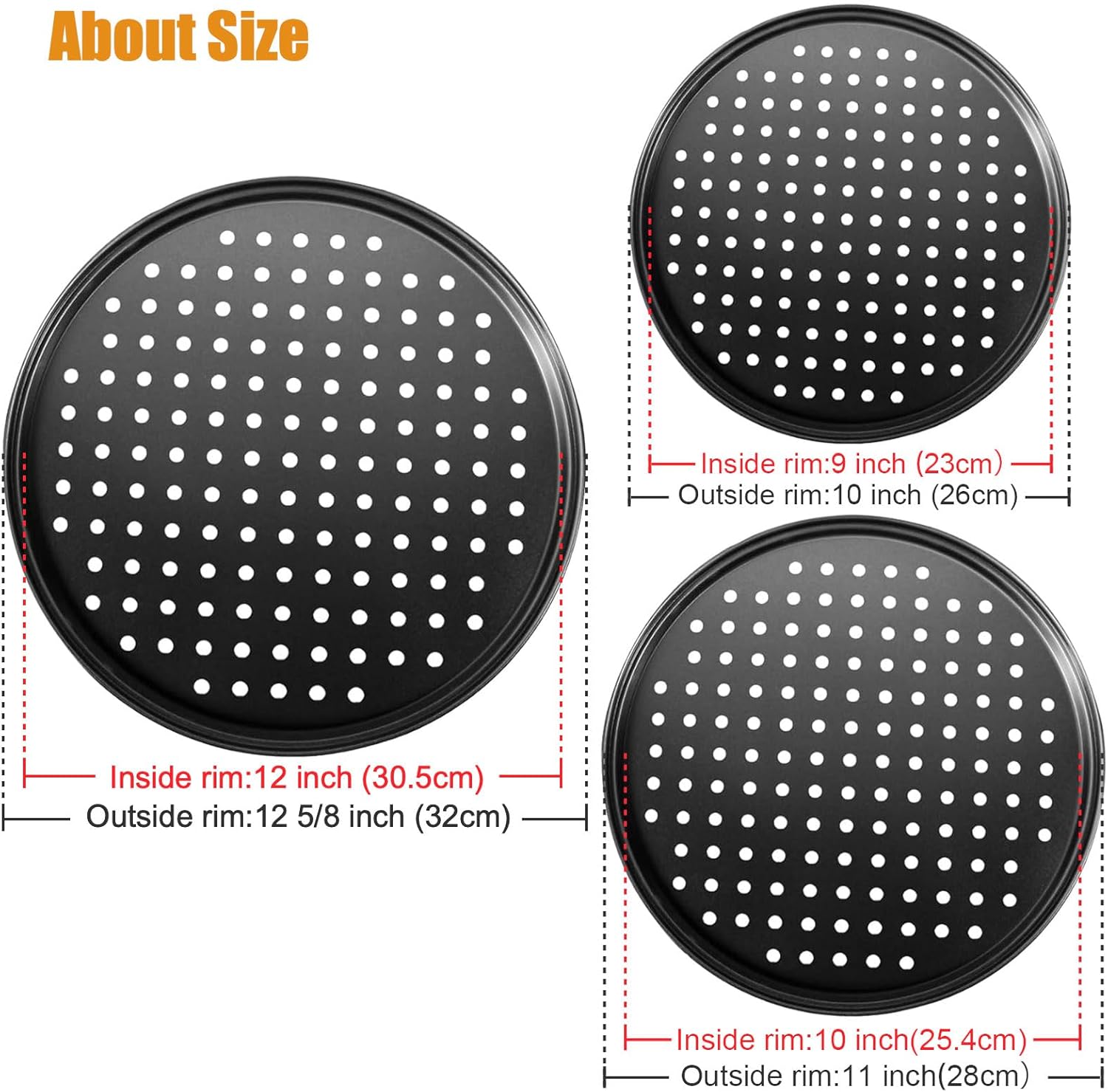 Splatter Screen with 9 Inch &10 Inch &12 Inch Pizza Pan Bundle