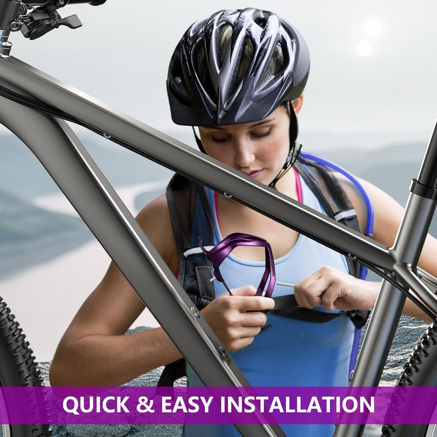 Bike Water Bottle Holder Bicycle Cage for Mountain Road MTB Gravel Adult Bikes Cycling Universal Carrier Rack 2 Pack Aluminum Alloy Ultralight Kettle Drink Accessories Purple