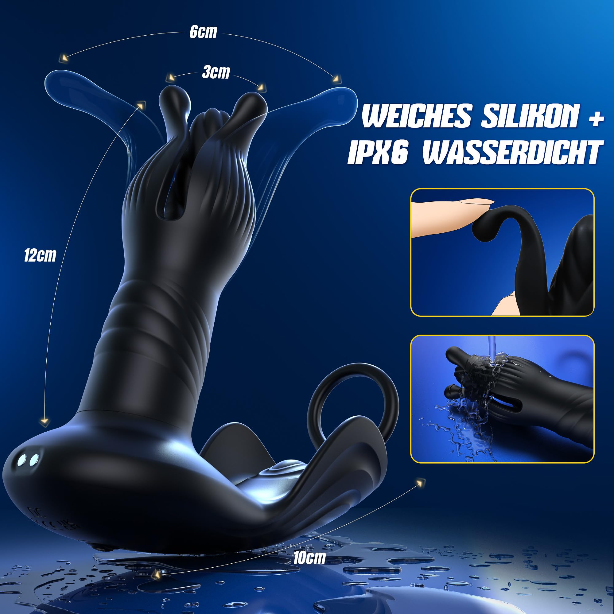 Vibrador de Anal con Anillo de Pene, Plug Anal Estimulador Prostata Juguetes Sexuales Hombre Dildo Vibrador Anal consoladores.. para hombre con 9 Vibración 9 Escalable Modos, APP Control