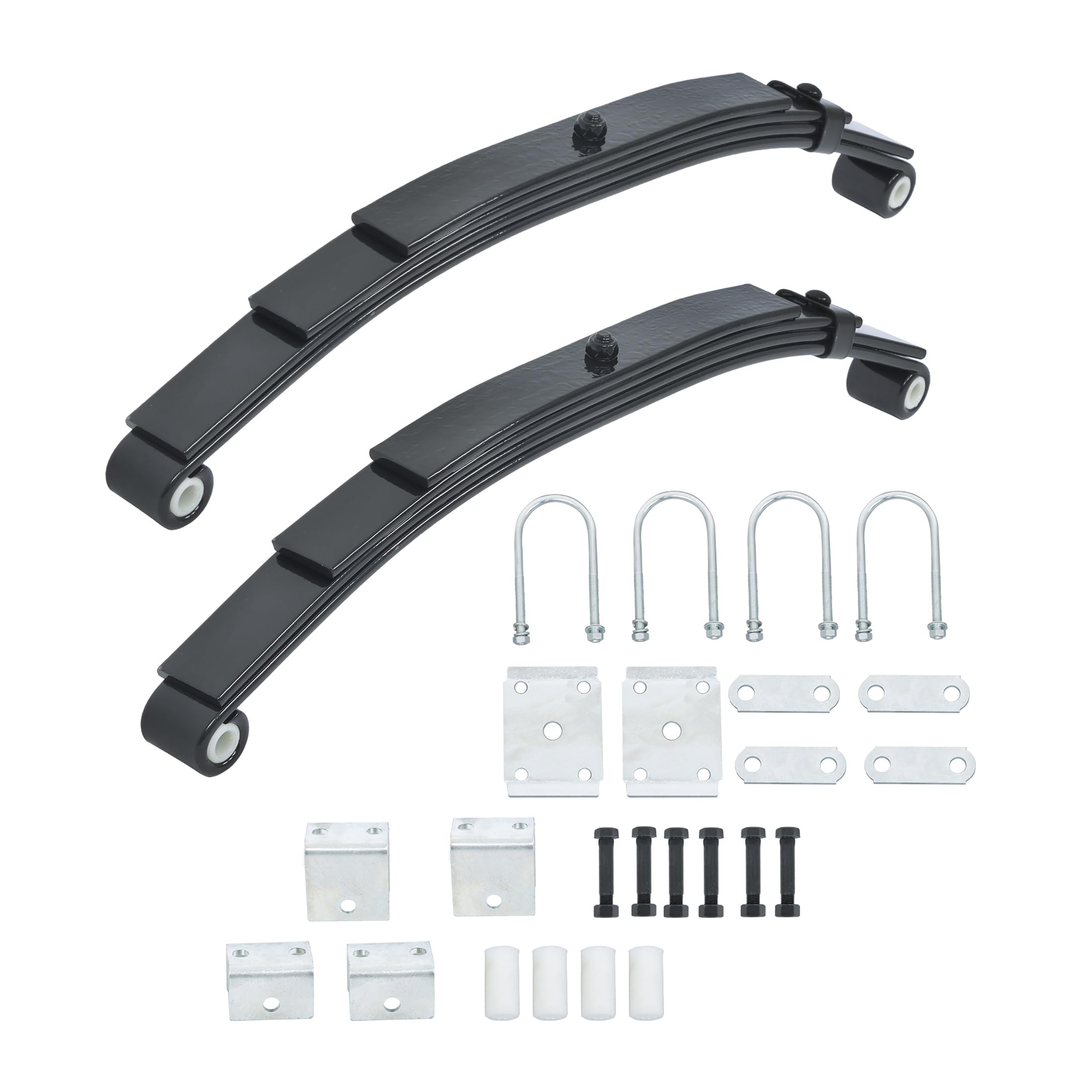 Thomletha 5000lbs Single Trailer Axle Suspension Kit - 4 Leaves 2500lbs Trailer Double Eye Spring U-bolt kit Hangers Kit Shackle Straps Kit