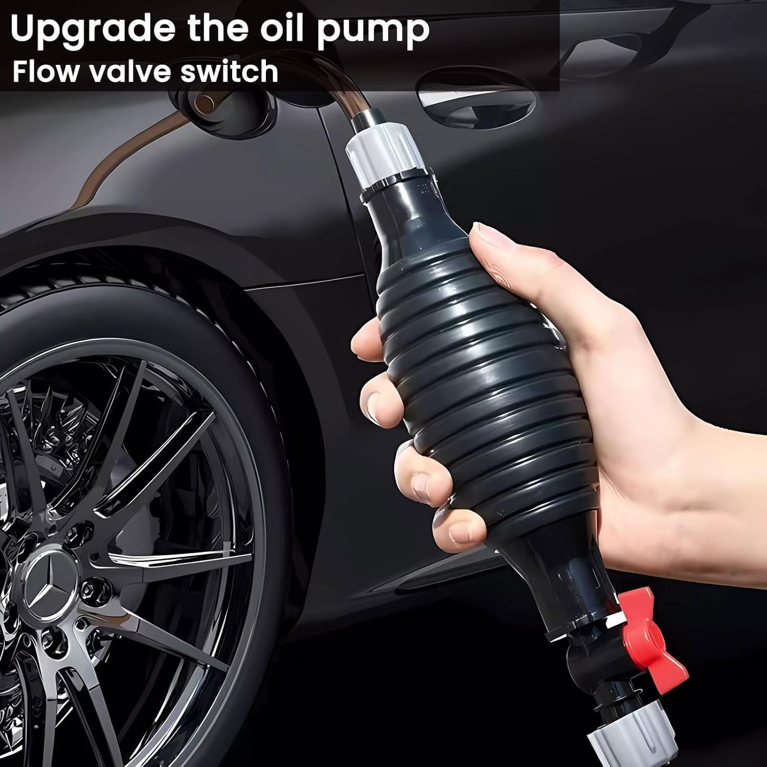 2 Pieces Upgraded 10ft Siphon Pump with Anti-Backflow Valve, Hose Lock & Liquid Control Valve – Manual Hand Pump for Gasoline, Diesel, Oil & Water – Portable Fuel Transfer Pump