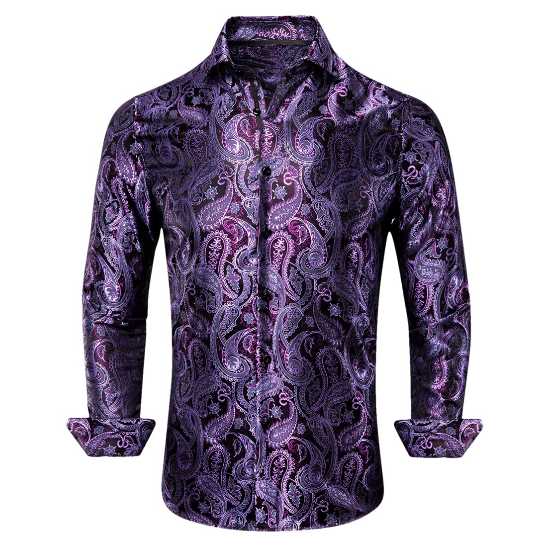 Niiyyjj Męskie jedwabne koszule z długim rękawem męskie slim fit paisley satynowa sukienka koszule koszula męska smoking koszula, Cy-1039, XXL