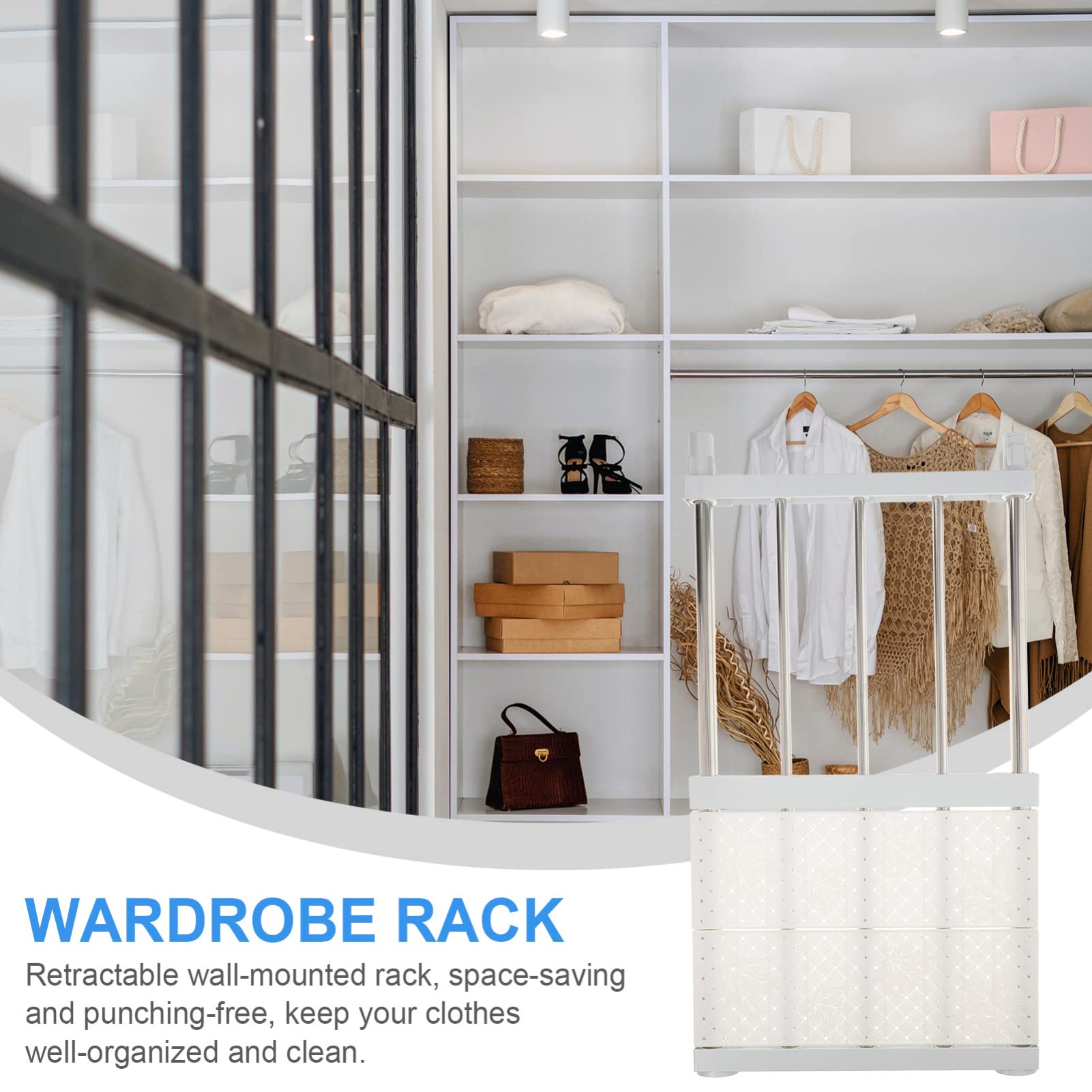 1pc Partition Shelf Wall Bracket Partition Rack Wardrobe Shelf Retractable Stand Partition Layer Shelf Storage Shelf Retractable Shelf Storage Bracket Wardrobe Rack Bathroom Rack