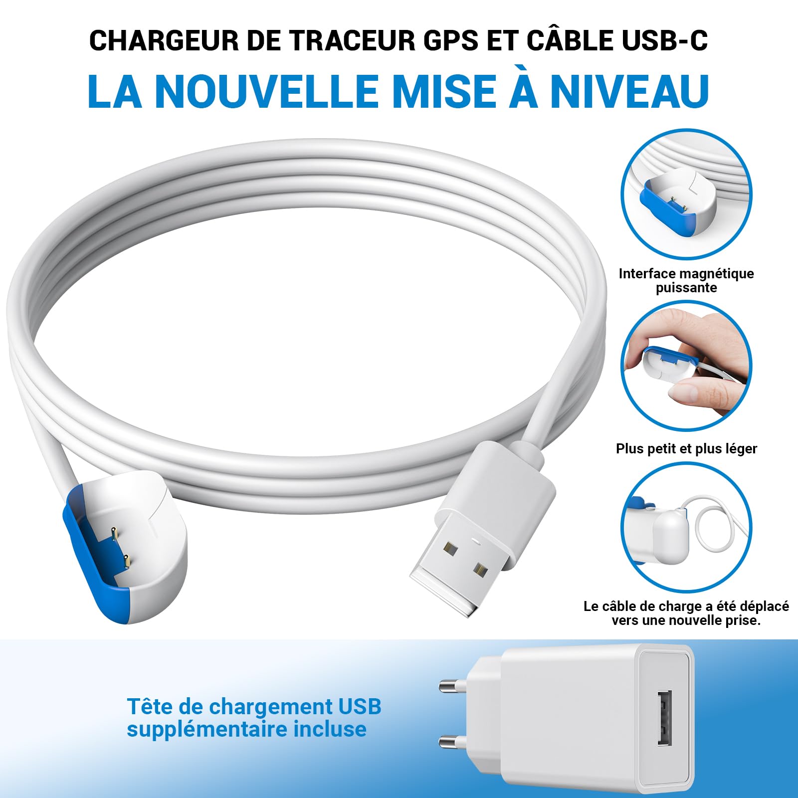 Caricatore magnetico USB-C compatibile con Trac-ti Collare GPS Dog Tracker 5V
