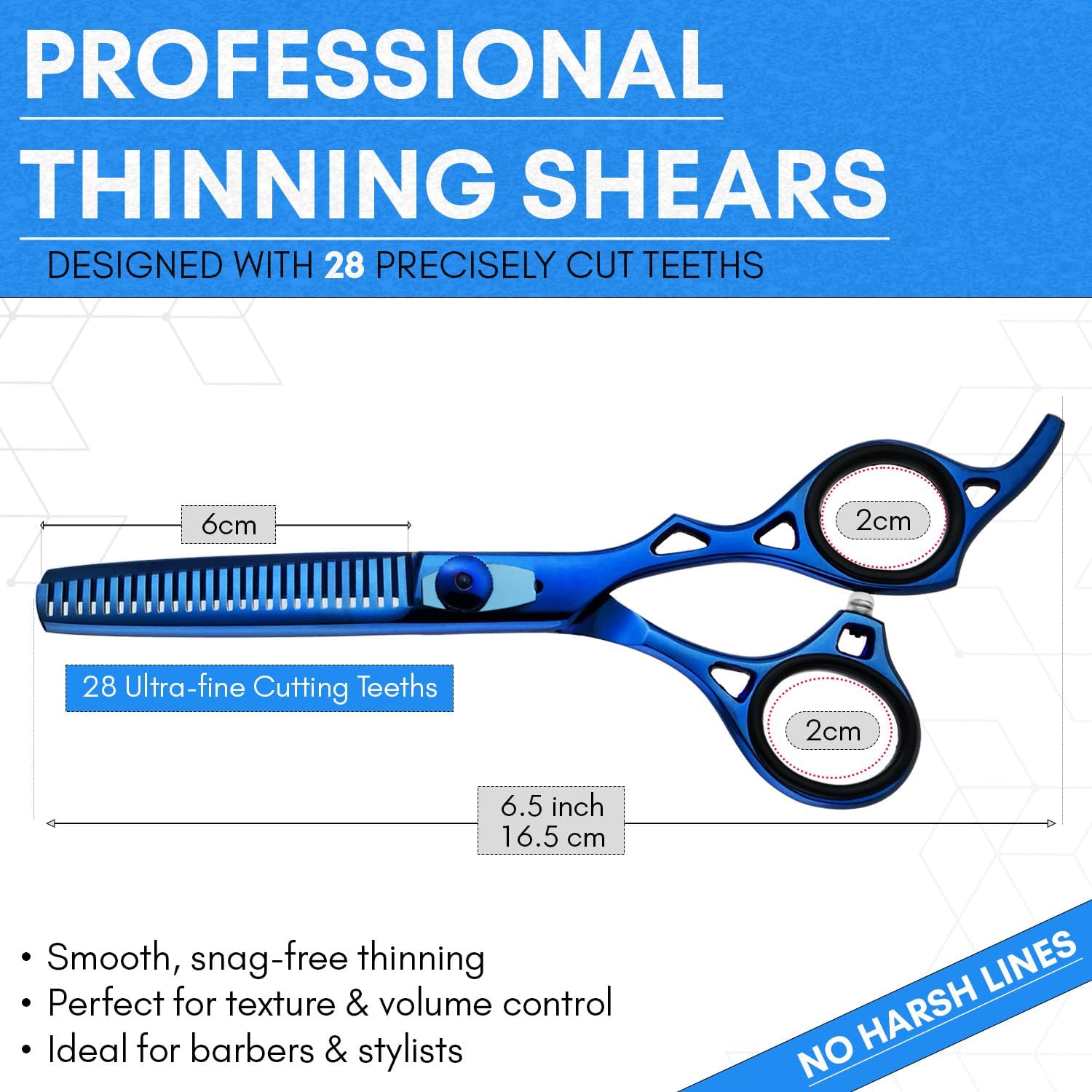 Hair Cutting Scissors Set – Premium Japanese Stainless Steel Barber Shears with Straight Razor Sharp Blades – Salon Hair Scissor for Men & Women, Hairdressers & Stylists (Blue)