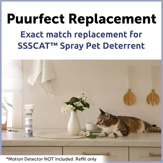 Berkland SSSCat Refill 3 Pack PetSafe SSSCAT Compatible Cat Deterrent Spray Refill, ~225-300 Sprays, 3-Month Supply, Non-VOC Family-Safe Cat Repellent for Counters, Made in USA