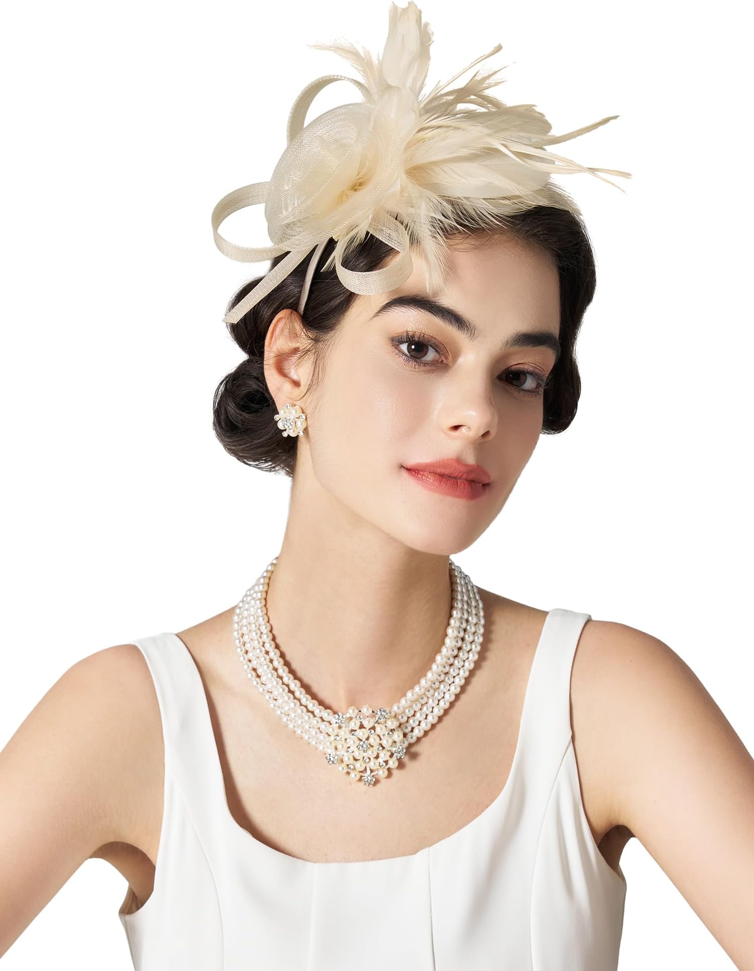 Tulle Fascinators for Women, Tea Party Hats for Kentucky Fascinators Derby, Cocktail, Wedding, Fancy Dress Party