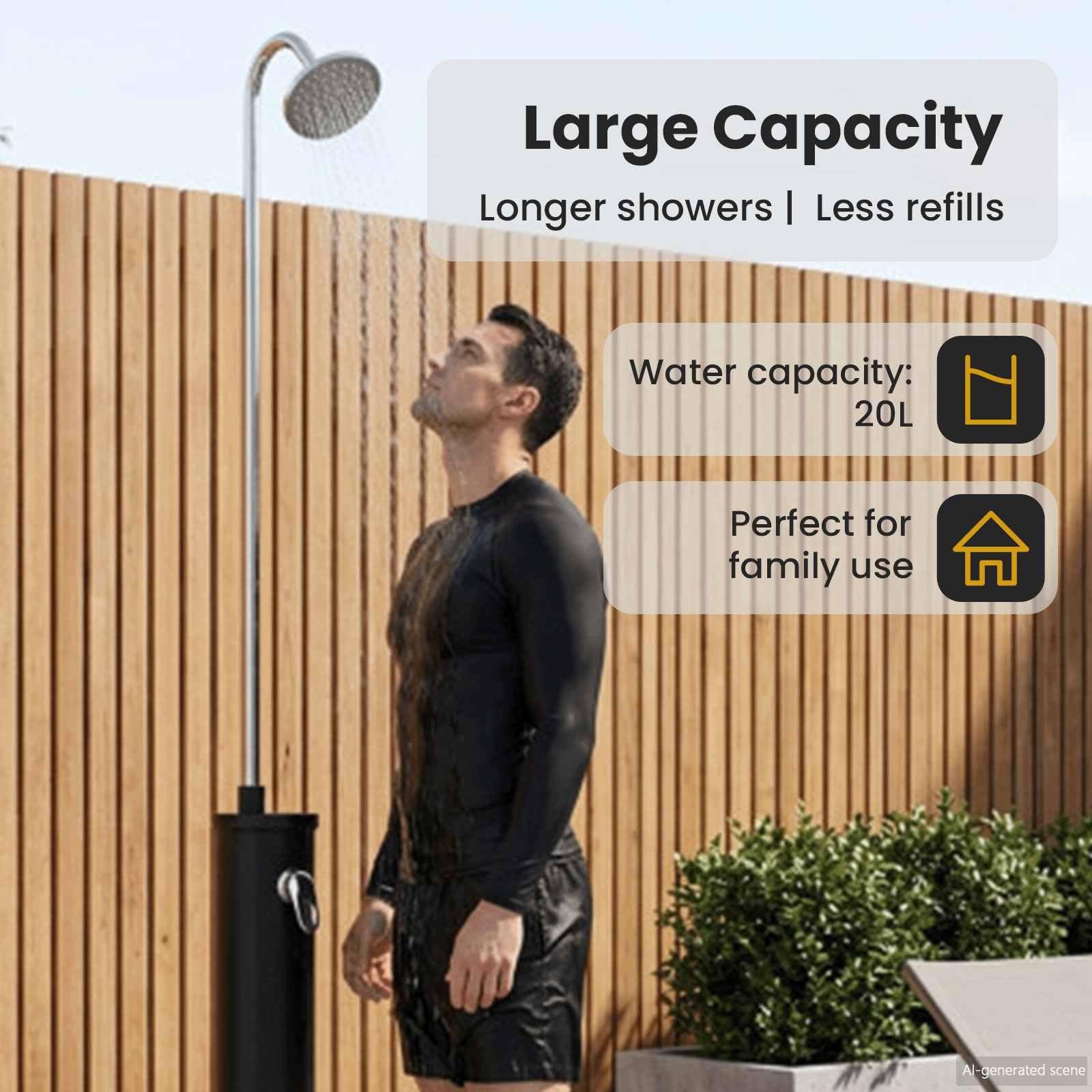 vidaXL Doccia Solare con Testa Doccia 20 l PVC, ABS, Lega di zinco