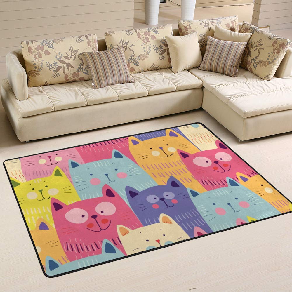 Tapis chat coloré salon et grande chambre Ruchen 60x39