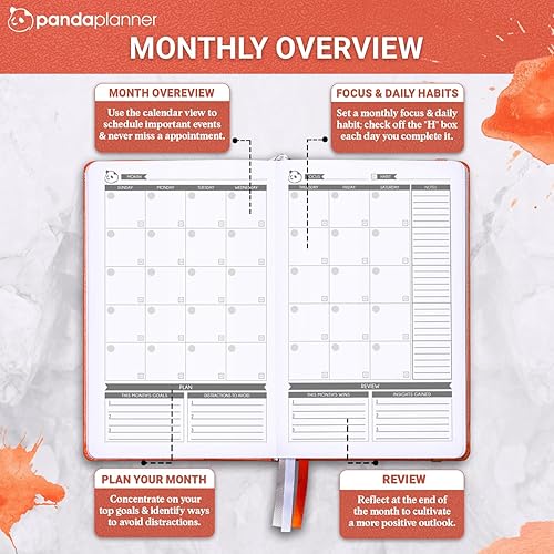 Miniatura 5 de Panda Planner - Agenda diaria 2023, organizador de 90 días para objetivos, gratitud y concentración, agenda semanal y mensual, agenda sin fecha