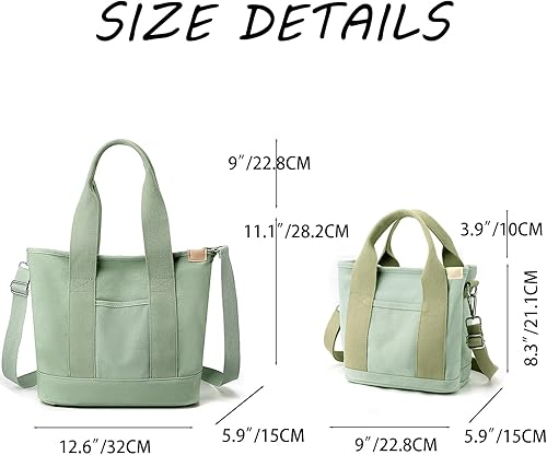 Miniatura 2 de Small Tote Bag with Zipper Large Tote Bag for Women,Canvas Crossbody Shoulder Bag Satchel Hobo Messenger Bag with Pockets