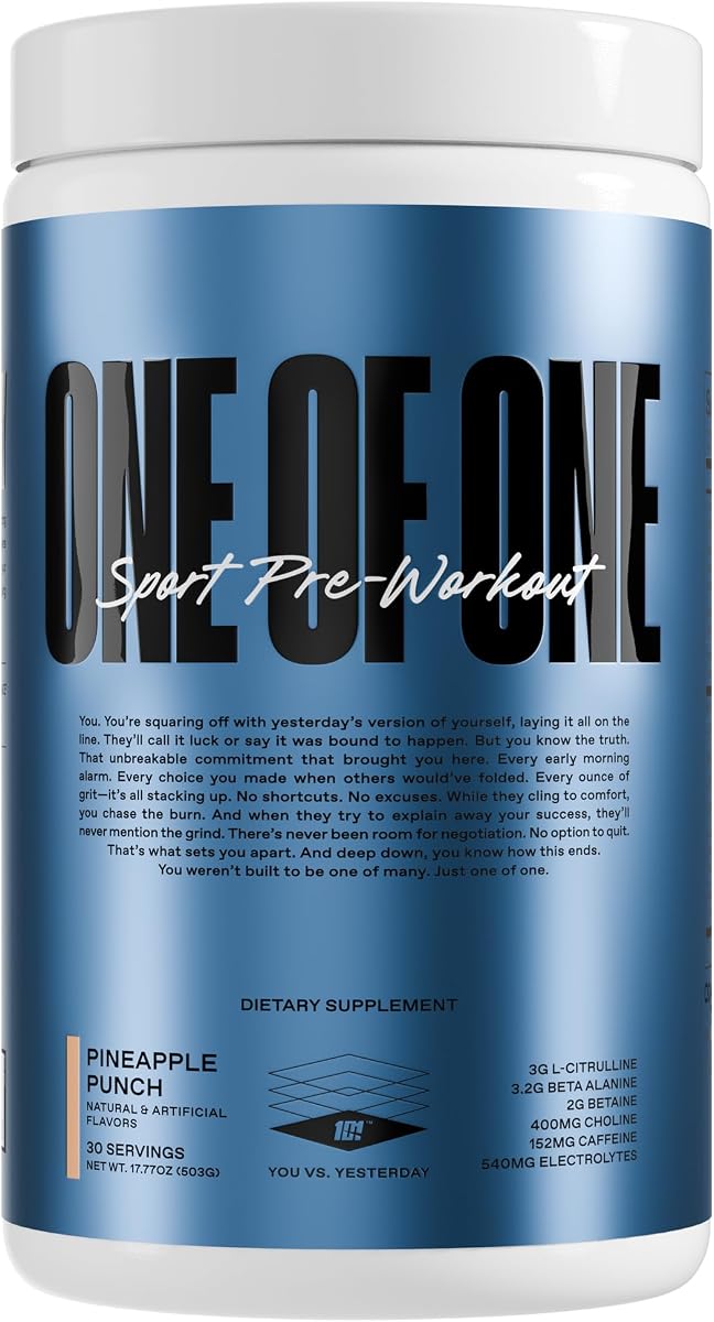 ONE OF ONE Sport Pre-Workout Powder, 30 porciones, sabor a ponche de piña, suplemento nutricional, ejercicio y rendimiento atlético