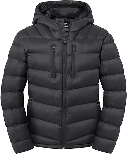 wantdo Men's Padded Puffer Jacket Warm Winter Coat with Hood Waterproof Jacket (