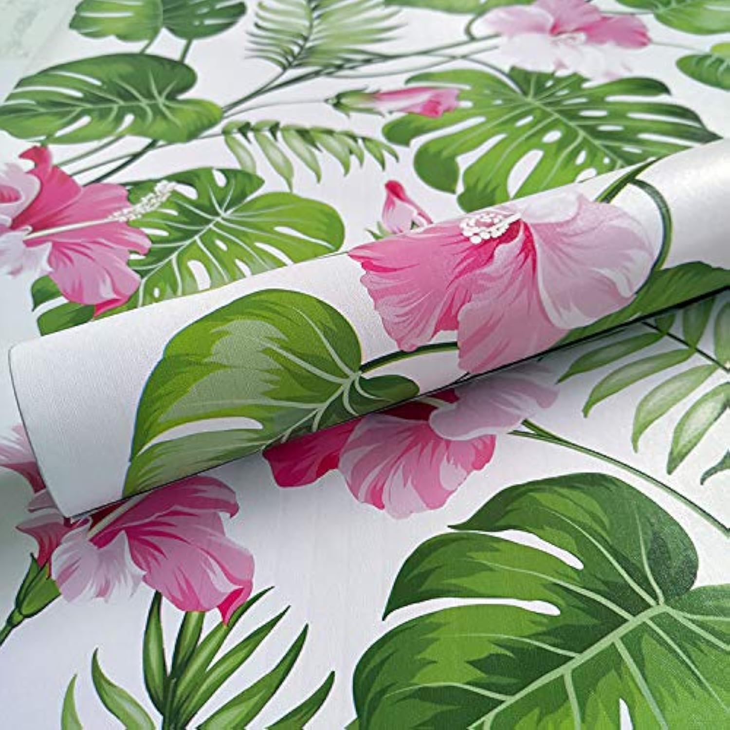 Wollzo Leaves and Flowers Self Adhesive Wallpaper (45 x 500 cm, Multicolour)