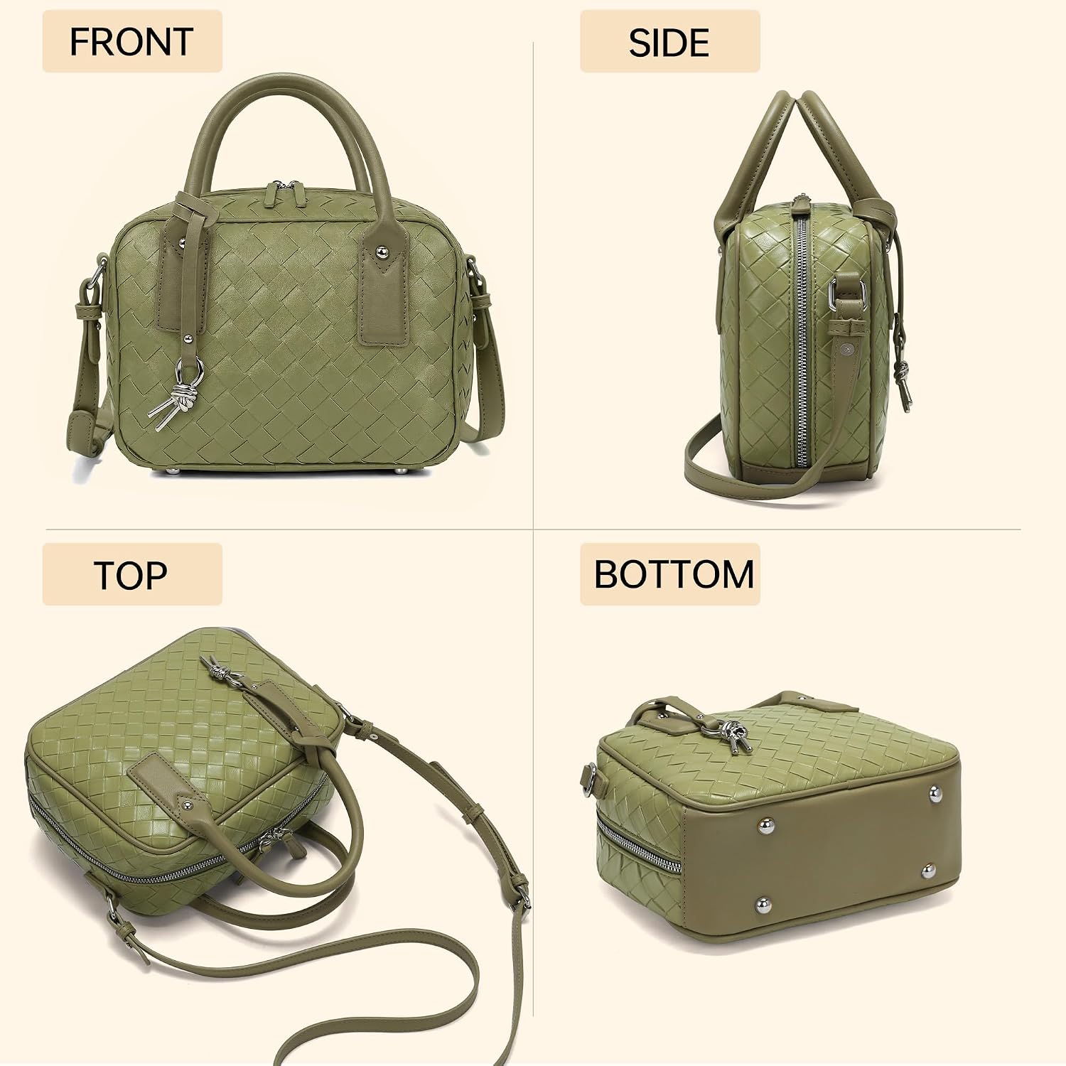 Women's Handmade Woven Top Handle Bag Luxury Crossbody Purse Designer Shoulder Handbag Woven Purse
