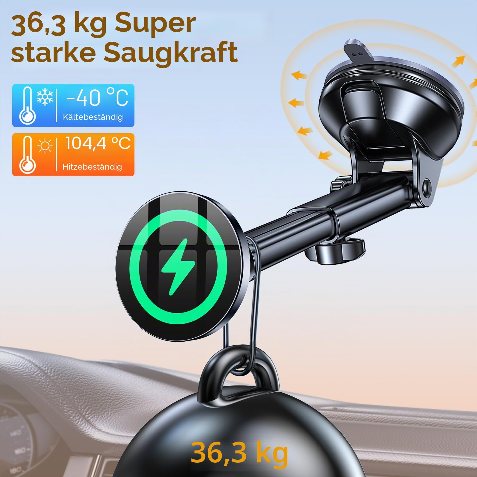 für Magsafe Autohalterung mit Ladefunktion【100% stabil】15W Handyhalterung Auto MagSafe Autohalterung Ladegerät【Lüftung Armaturenbr】Wireless Magnetische Auto Handyhalterung für iPhone Air 17 16 15 14