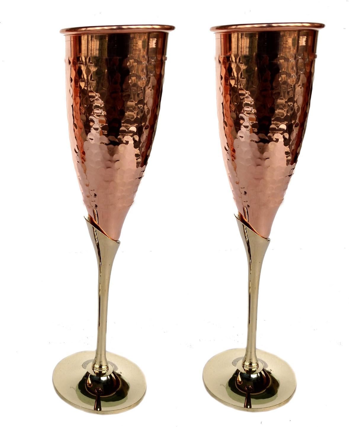 Rastogi Handicrafts Pure Copper Wine Glass Tableware Bar Hotel Restaurant Serving Wine Whisky Cocktail Goblet Set of (2)