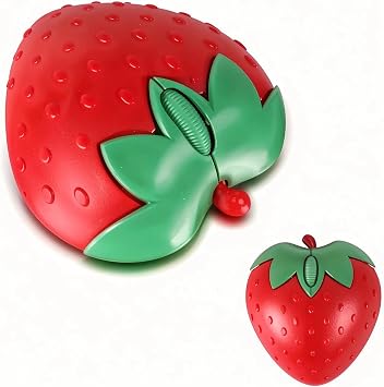 Cute Strawberry Wireless Mouse - 2.4G & Bluetooth Dual-Mode, Ergonomic Design for Laptop/PC - Perfect for Students & Gamers, Comfortable Grip & Plug-and-Play Red