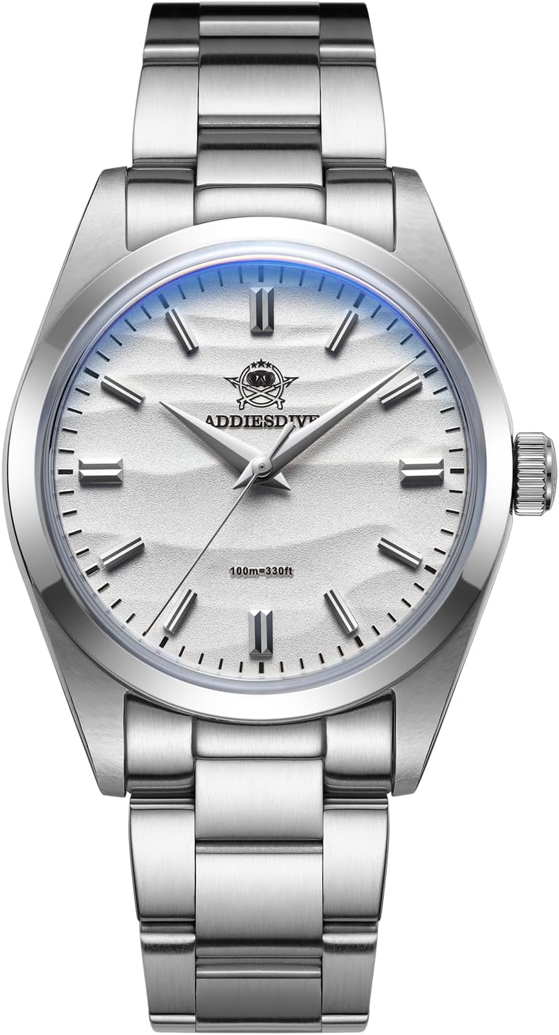 Quartz Watch for Men 36 MM Analog VH31 Mech-Quartz Movement K1 Mineral Conves Crystal Waterproof 100 M AD2030