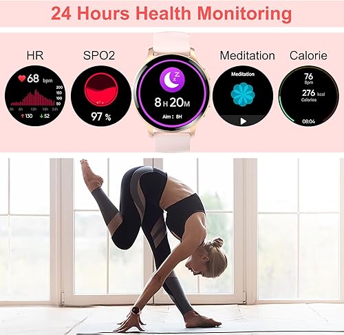 Miniatura 5 de Reloj inteligente redondo para mujeres y hombres (llamadarespuesta de llamada) Pantalla grande de 1.45 pulgadas, monitor de sueño, frecuencia