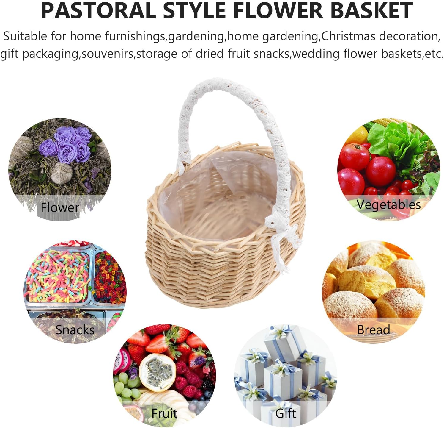 Handwoven Flower Storage Basket Decorative Wedding Basket Handheld image 4