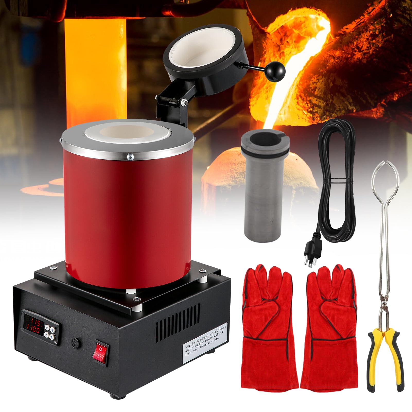 Elektrische sinteroven, 2000W, 1150℃ metalen smeltoven met