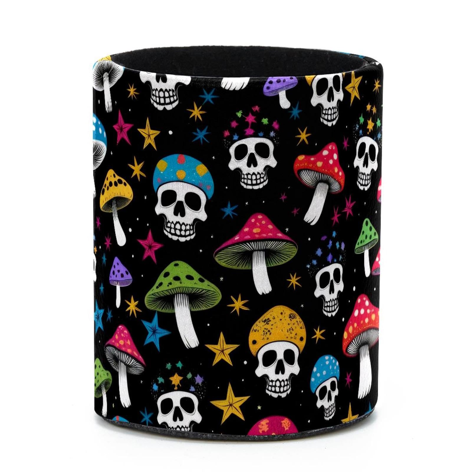 VAPOKF Round Pencil Holders for Desk, Mushroom Skull Pen Holders Pen Pot Makeup Brushes Storage Desktop Stationery Supplies Organiser for Home Office