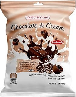 Scripture Candy, Chocolate & Cream Hard Candy 5.5oz Bag, 25 Pieces
