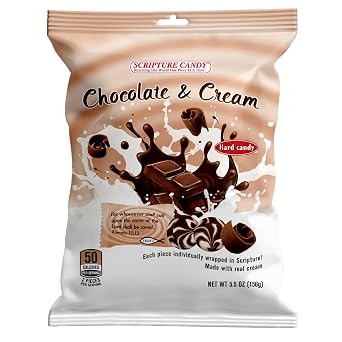 Scripture Candy, Chocolate & Cream Hard Candy 5.5oz Bag, 25 Pieces