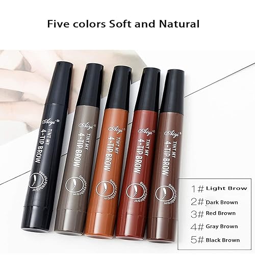 Miniatura 6 de Microblading - Lápiz de cejas líquido Microblading 4 TUKEFEV 4 puntas de tenedor a base de lápiz de cejas transparente, impermeable, de larga