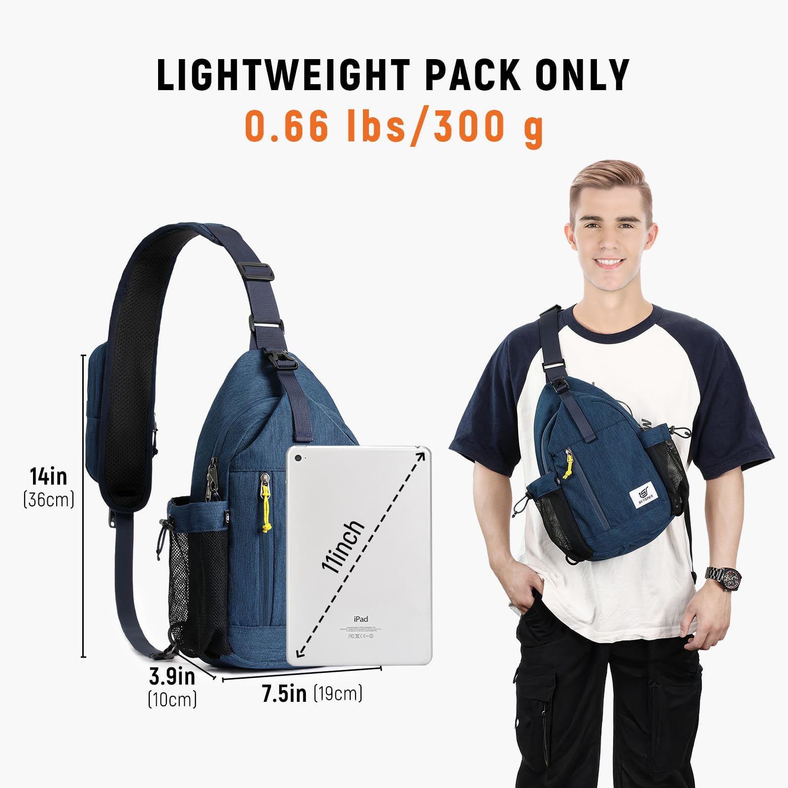 SKYSPER Zaino Monospalla da uomo Borsa a tracolla Anti-furto Tracolla Borsa Casual Sport Sling Bag Crossbody Trekking Viaggio