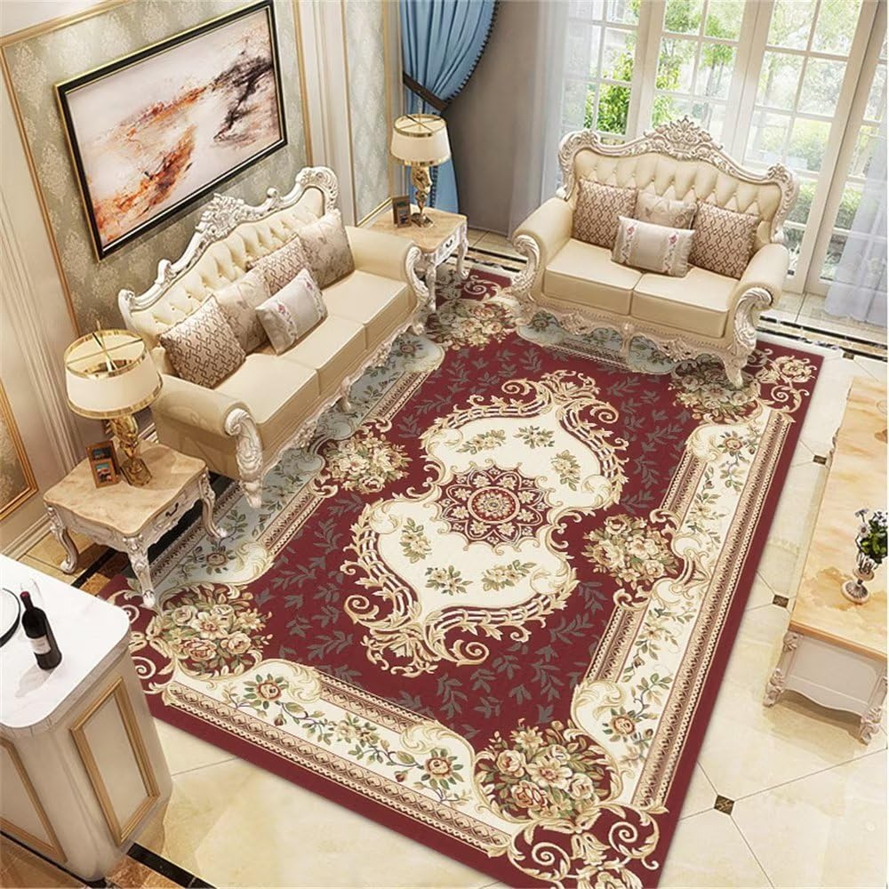 Tapis salon rouge 80x120 cm floral tapis enfant garçon et chambre ado