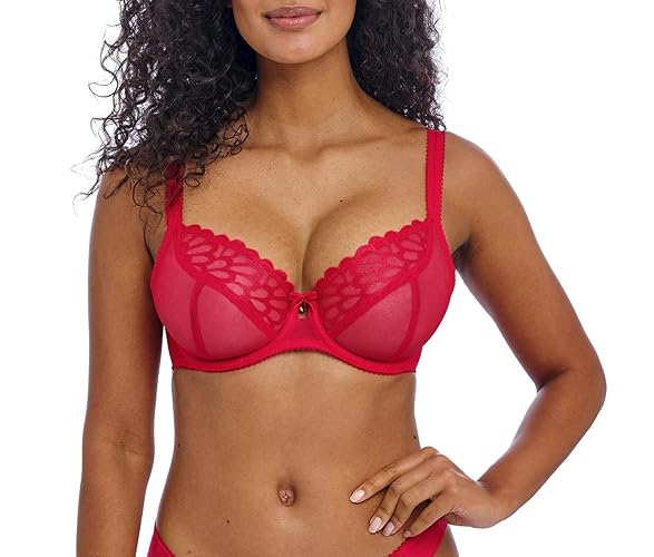 Freya Womens Loveland Underwire Plunge Bra - 34E - Bombshell Chilli Red