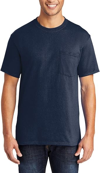 JustBlanks Mens Casual Tall Short Sleeve Tee Shirt Core Blend Crew Neck Pocket Tees for Men