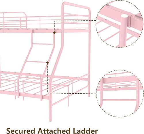Miniatura 5 de Alohappy Litera individual sobre matrimonial, marco de litera de metal resistente con riel de protección y escalera plana, ahorro de espacio, no