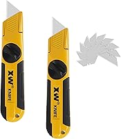 XW Heavy Duty Fixed-Blade Utility Knife 2-Pack: Non-Retractable Drywall Cutter with 10 Extra SK2 Blades